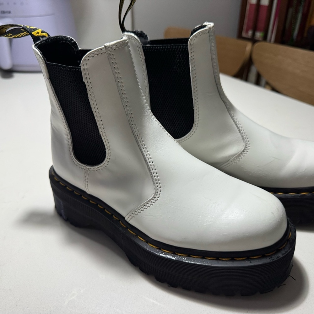 Dr. Martens White Platform Combat Boots